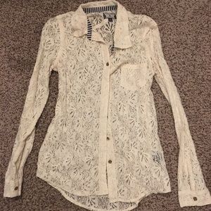 White Lace Button Up